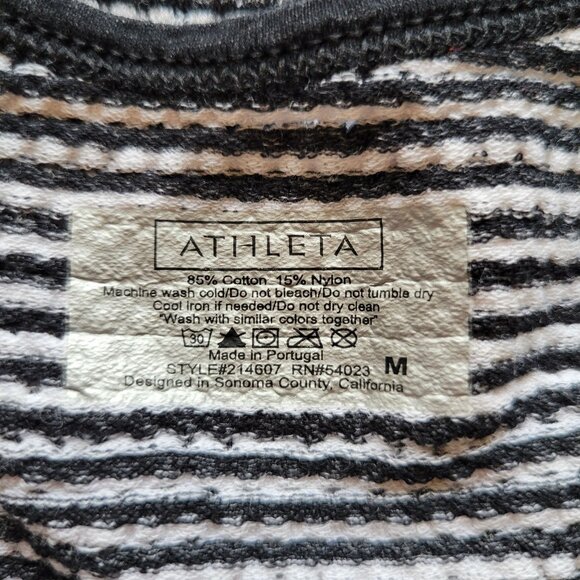 Athleta Black White Striped Sleeveless Tank Top M Knit Seamless - Picture 2 of 4